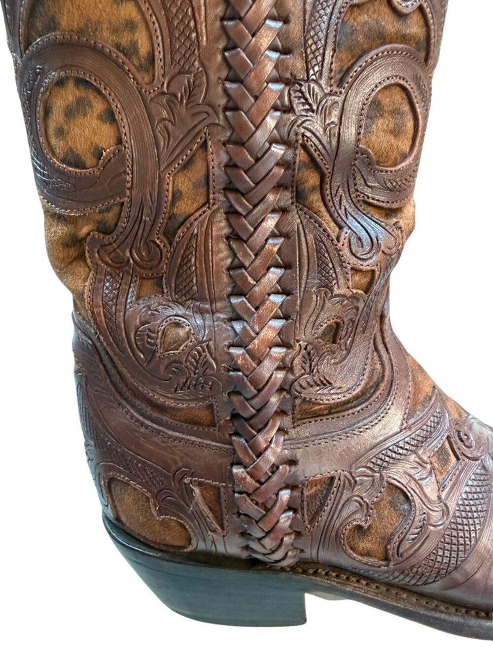Lucchese M4632 Cheetah Hair Calf Western Boots 7.5B - Picture 3 of 8